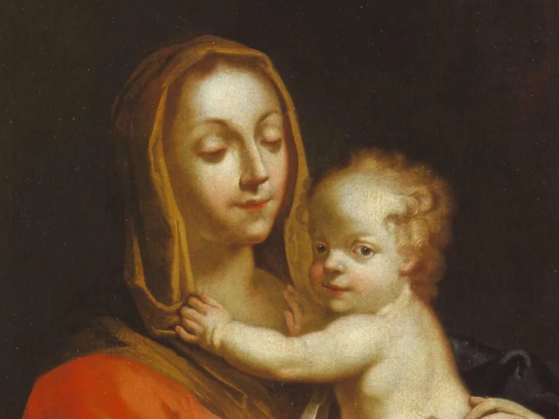 1722-Johann Peter Herrlein - Madonna col Bambino e due rose